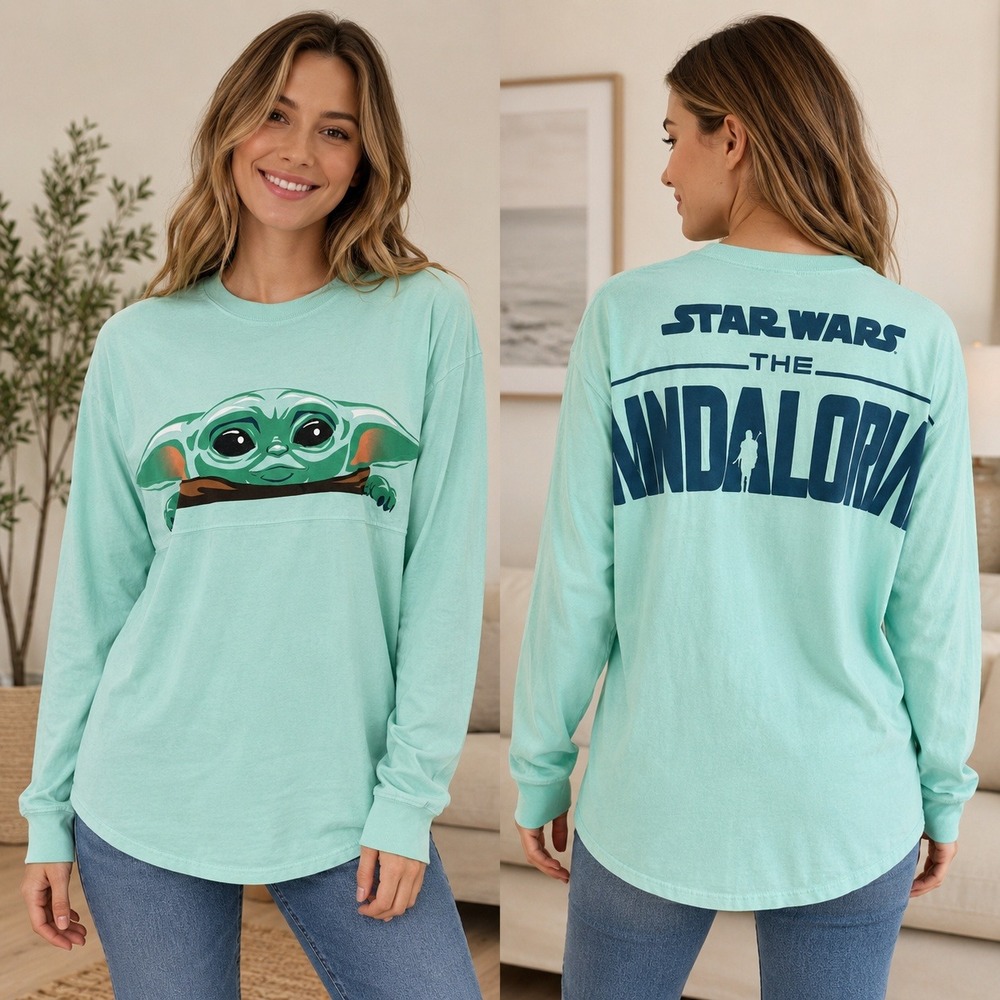Disney Star Wars Mandalorian Spirit Jersey Women XS Mint Green Grogu Baby Yoda
